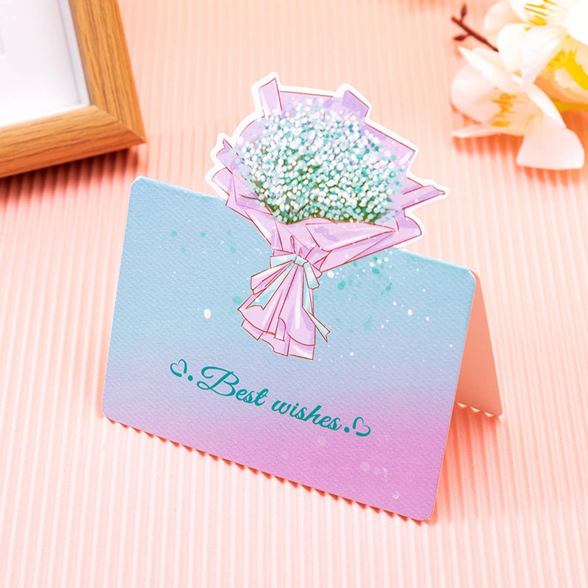 THREE-DIMENSIONAL BOUQUET FLOWER GREETING CARD