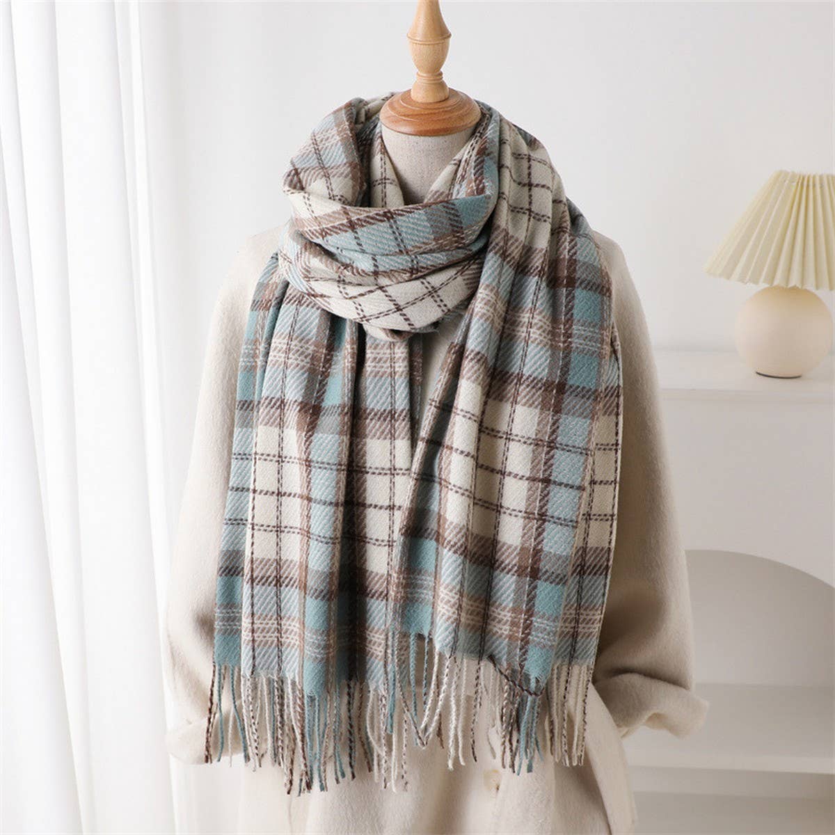 Classic Plaid Fringe Scarf Wrap for Cold Days