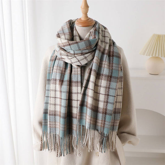 Classic Plaid Fringe Scarf Wrap for Cold Days
