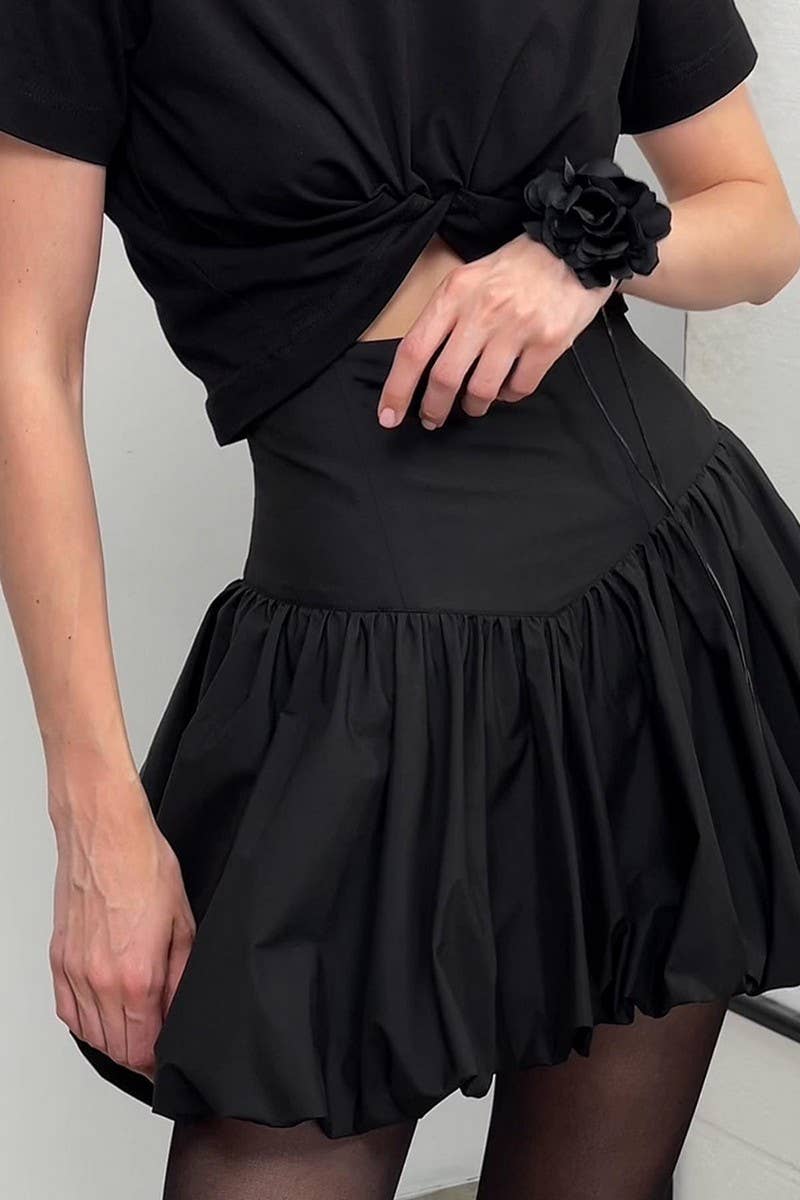 CWBSS0347_SOLID COLOR COTTON HIGH WAIST TUTU SKIRT