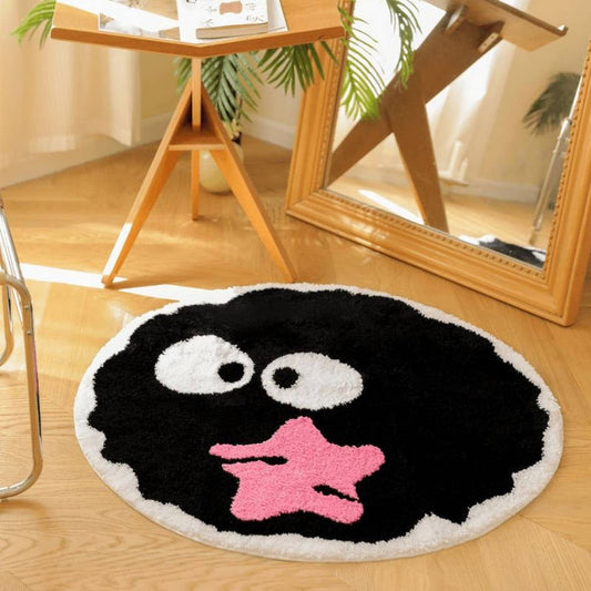 Cute Soot Plush Round Rug, Cartoon Floor Mat