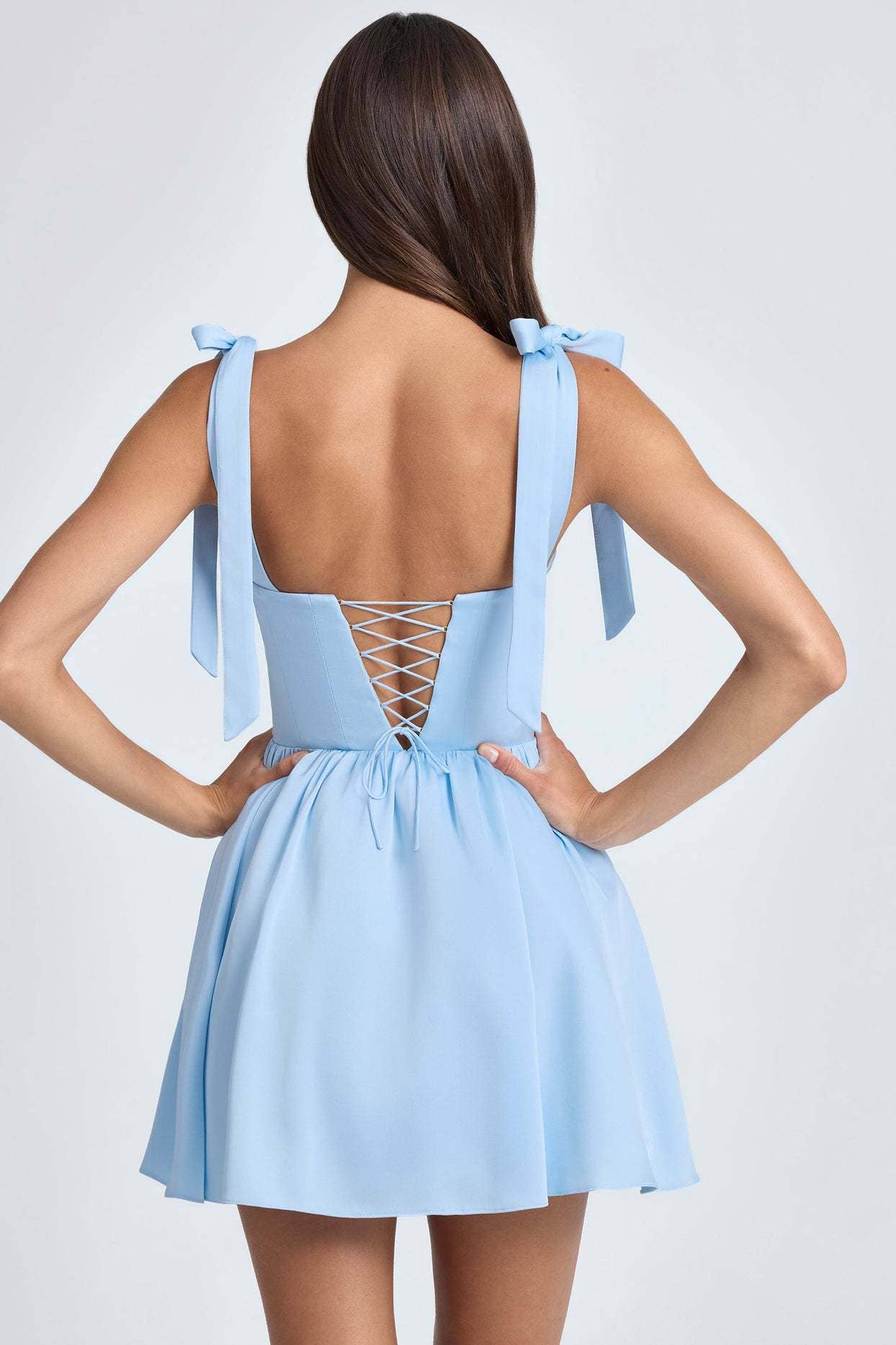 Stylish square neck high waist halter dress
