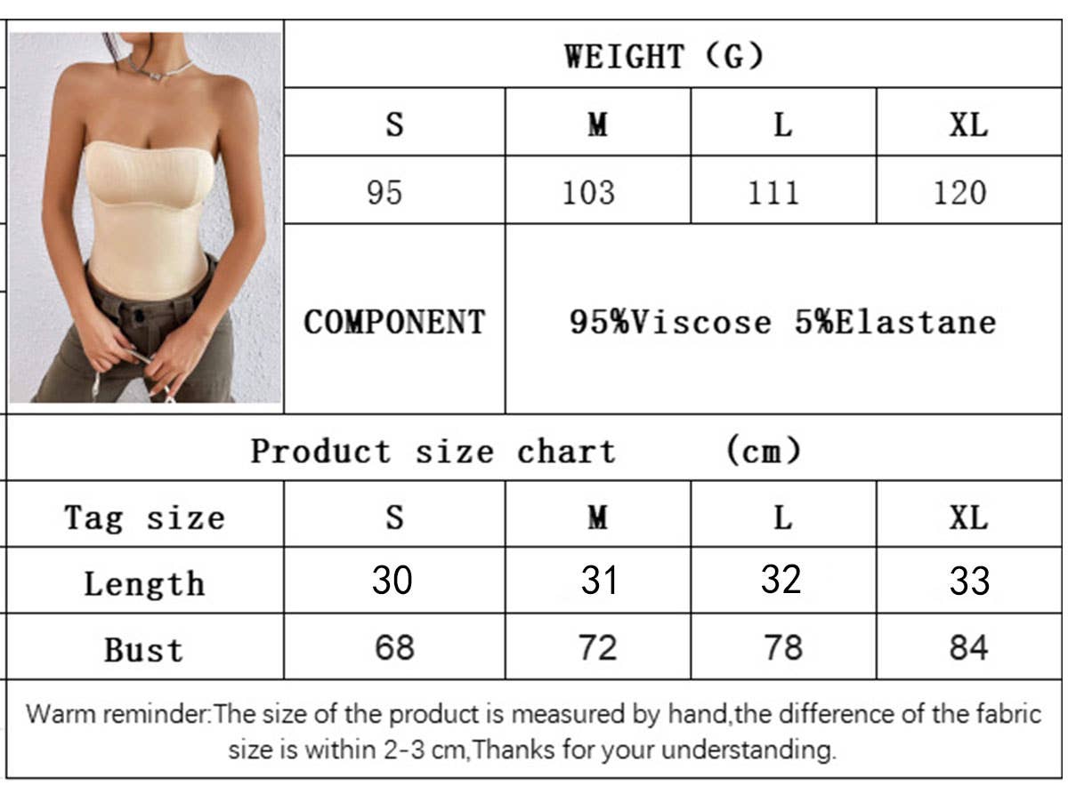 Sexy knit slimming strapless top