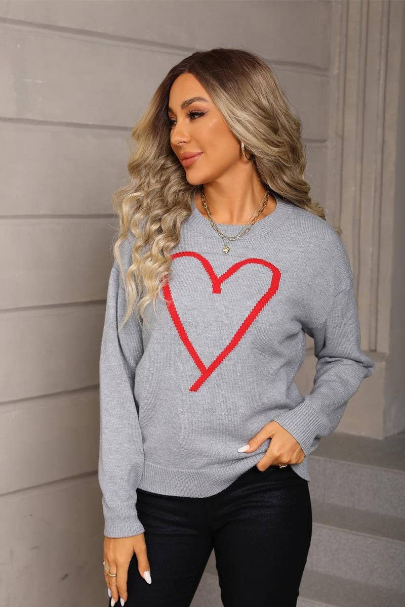 CWOSWL07589_HEART JACQUARD VALENTINE'S DAY KNIT TOP