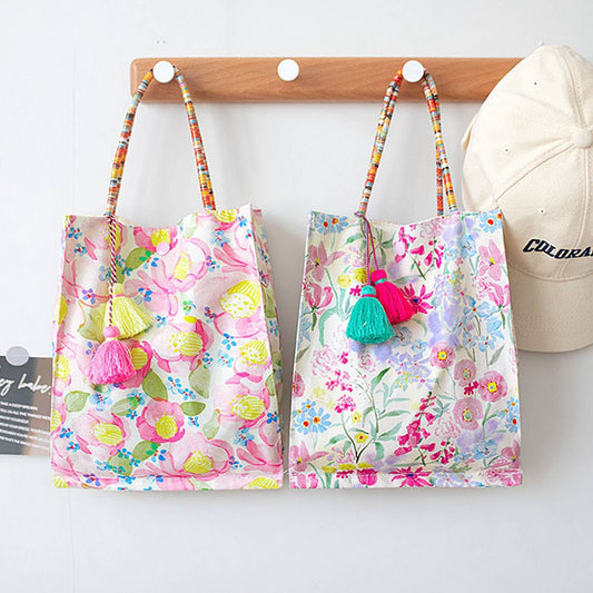 Floral Canvas Tote Bag for Women, Large Size_CWAB5677
