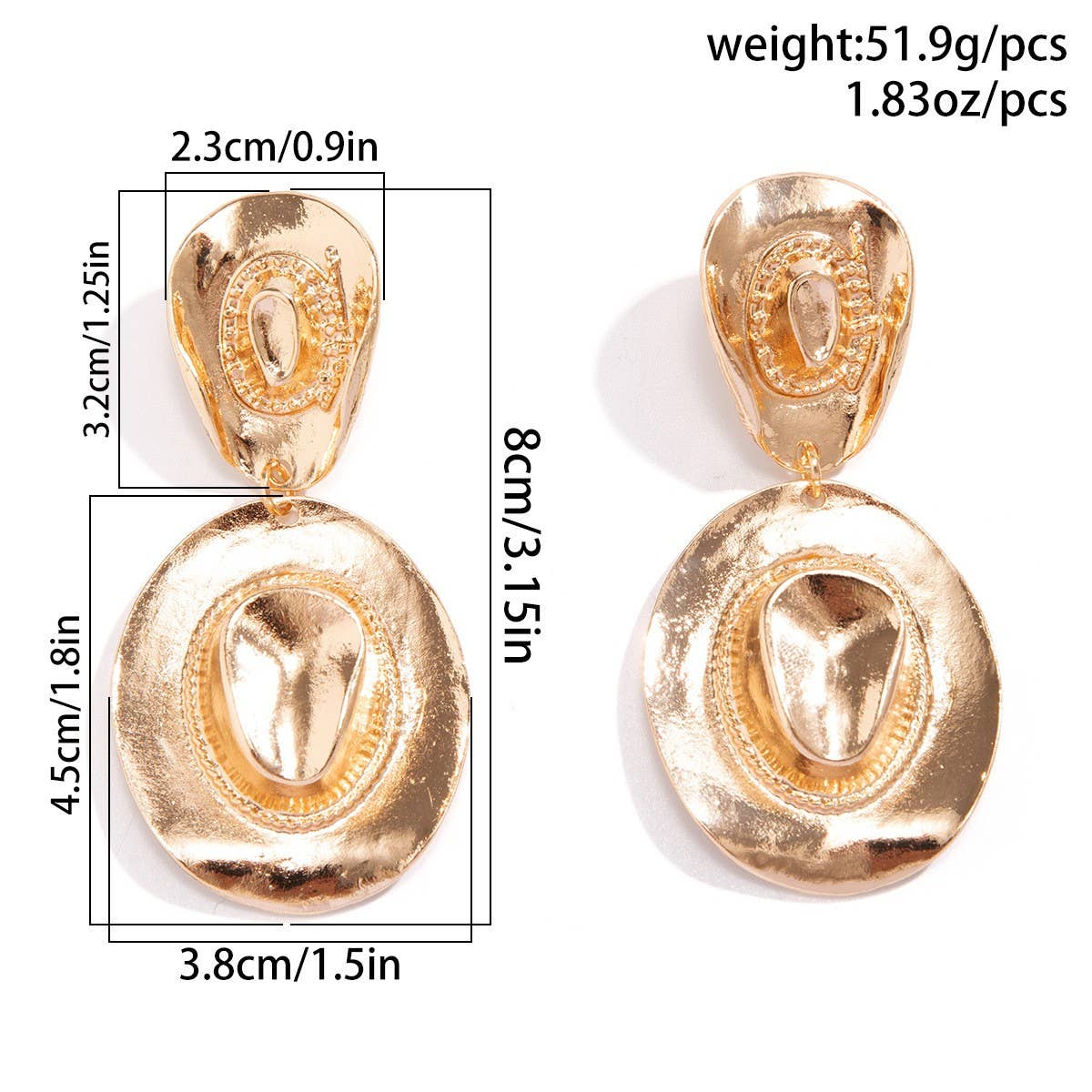 COWBOY STYLE HAT PENDANT EARRINGS