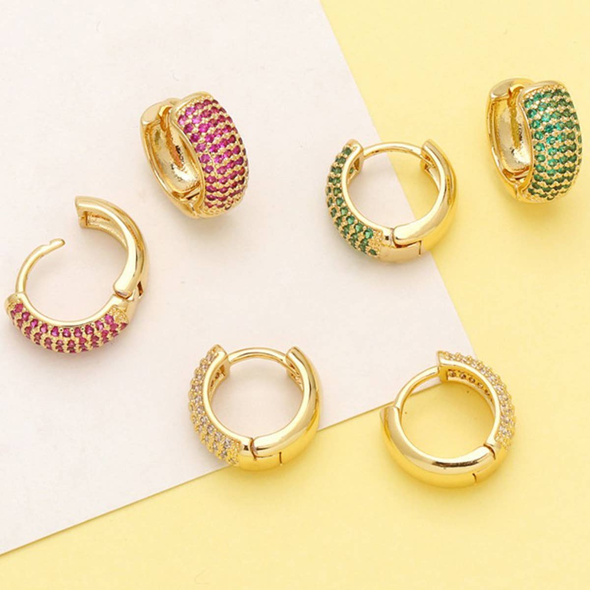 18K GOLD PLATED GEOMETRIC ROUND EARRINGS_CWAJE0978
