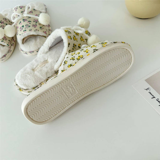 WINTER PLUSH OPEN TOE HOUSE SLIPPERS HOUSE SHOES