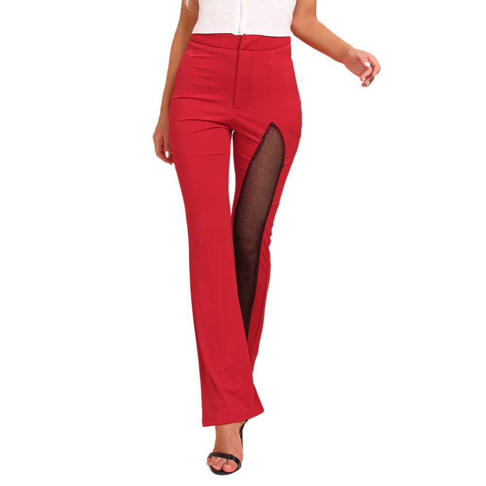 Mesh patchwork high Fanny pack hip casual pants