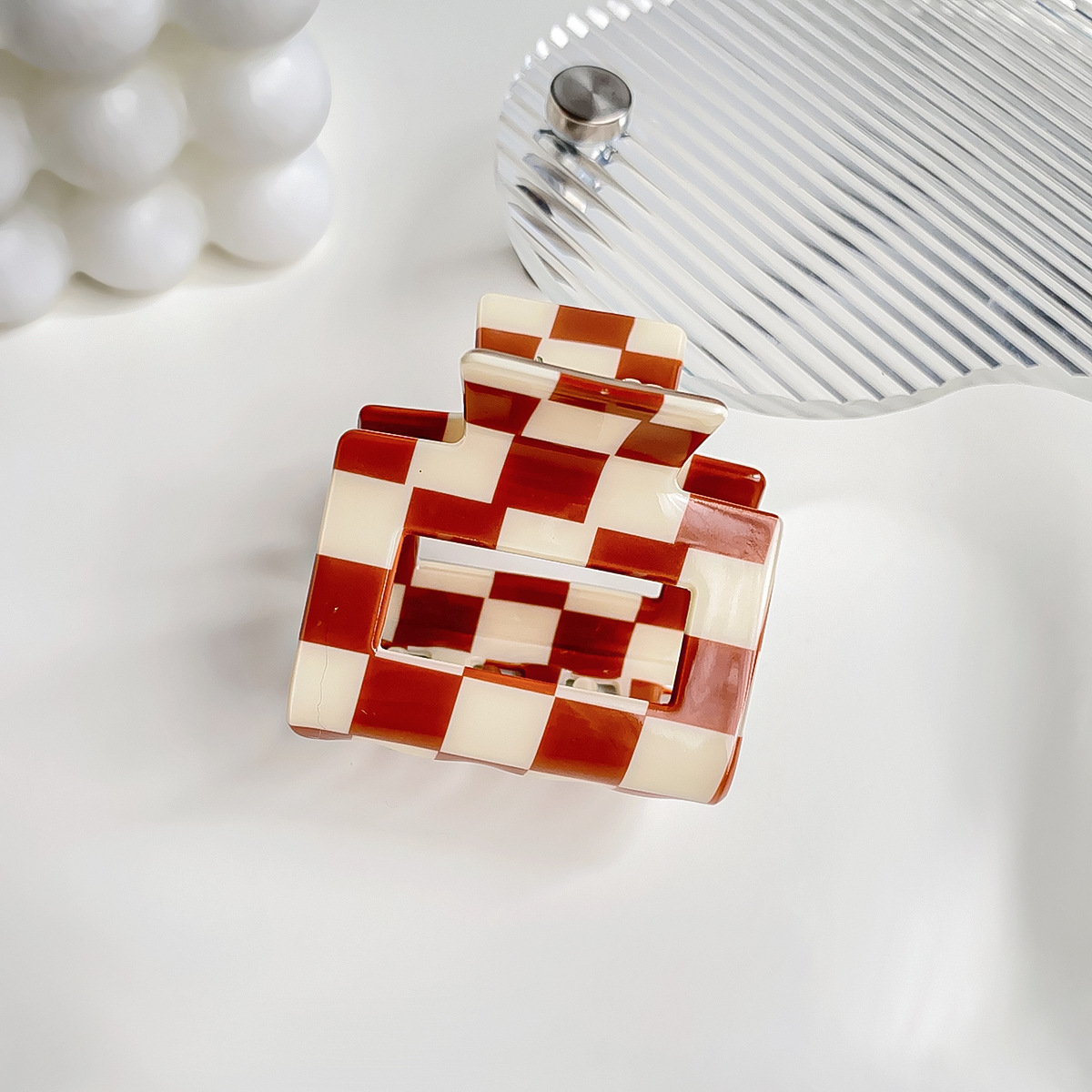 Checkerboard Hair Claw ??Candy Color Acetate Look_CWAHA0395