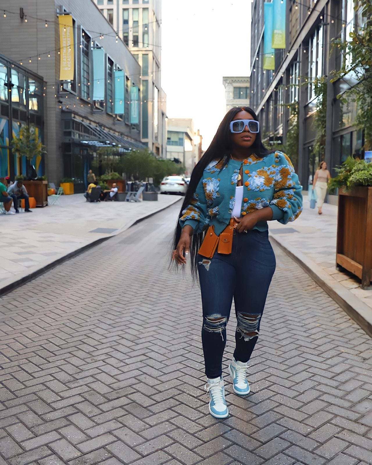 VINTAGE THREE-DIMENSIONAL FLOWER LOOSE CARDIGAN