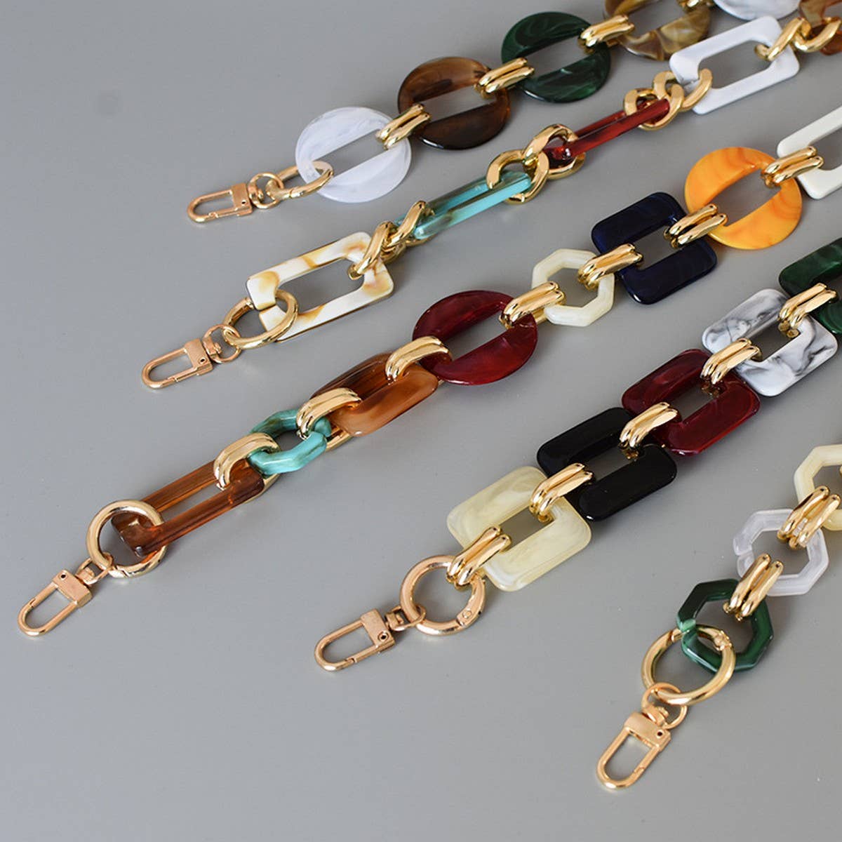 Heart,Rectangle Colorful Mixed Acrylic Bag Chain