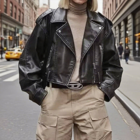 Fashion street-style motorcycle leather jacket