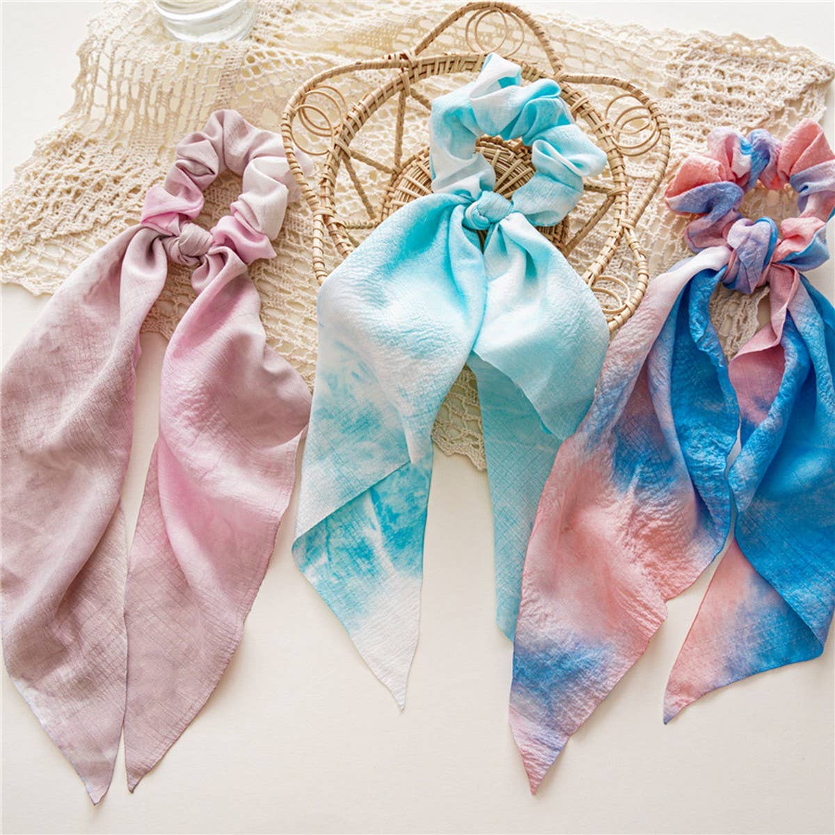 2024 NEW STYLE TIE-DYE RIBBON BOW HAIR TIE_CWAHA1089