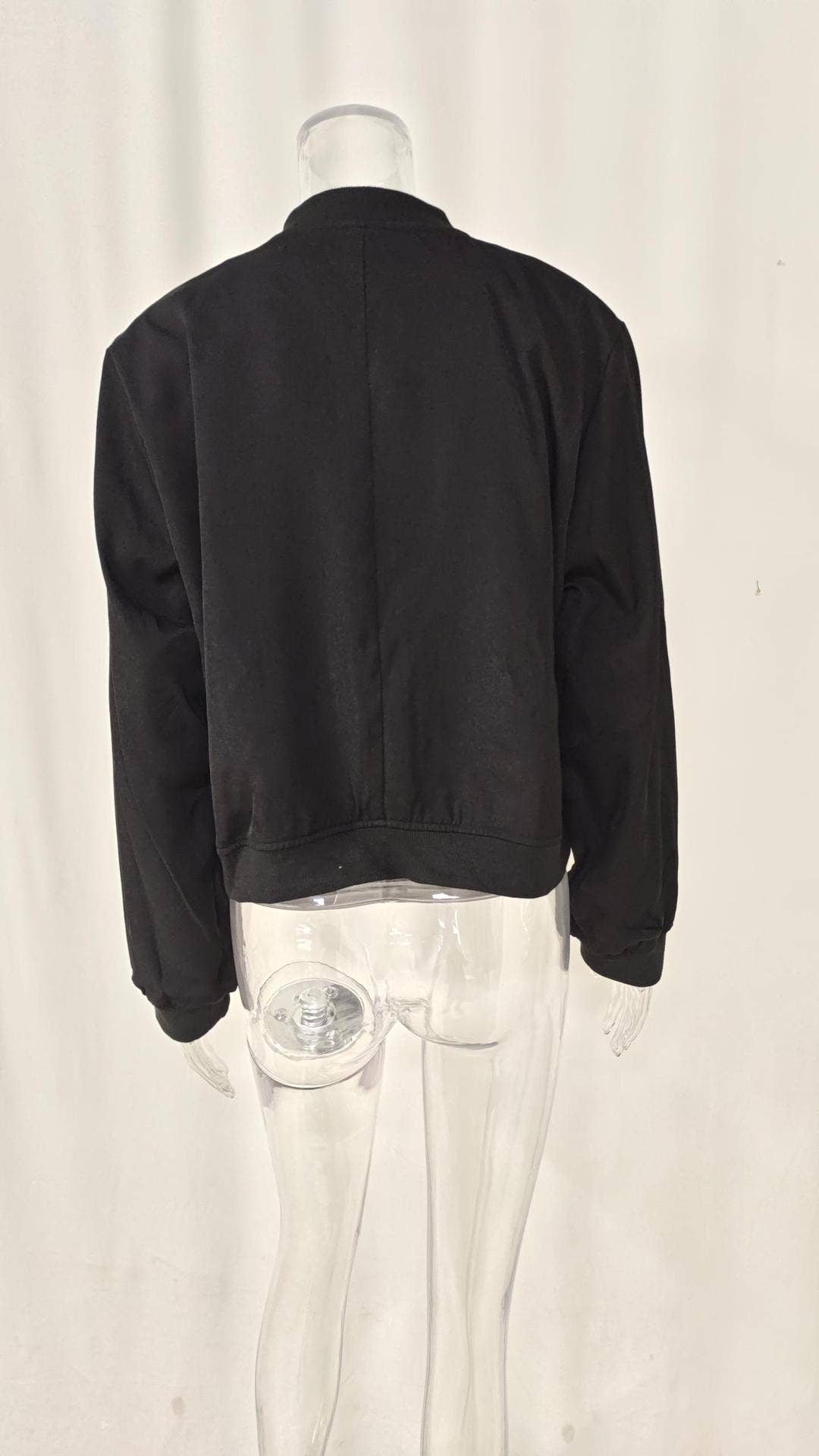 Round-neck single-breasted long-sleeved jacket