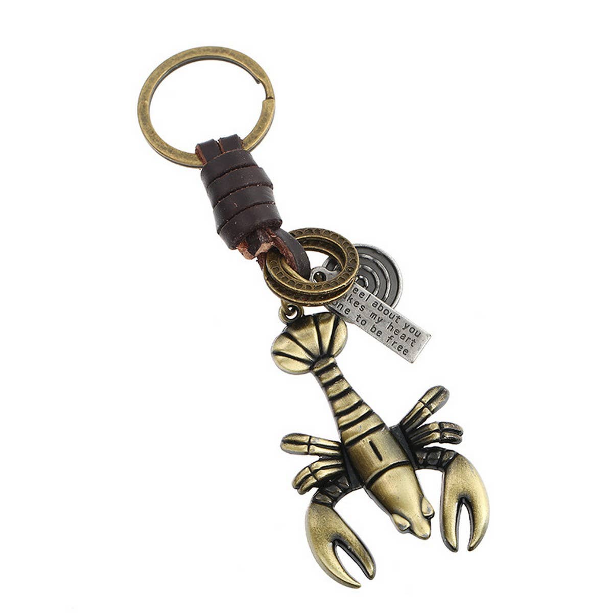 ALLOY SHRIMP CAR PENDANT RETRO COWHIDE KEYCHAIN_CWMM4791