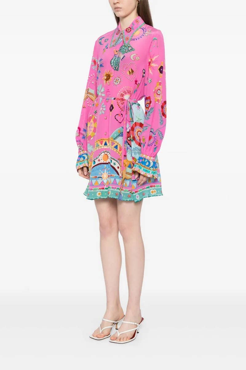 CWDSD8274_SPRING TEMPERAMENT COMMUTER SHIRT COLLAR DRESS