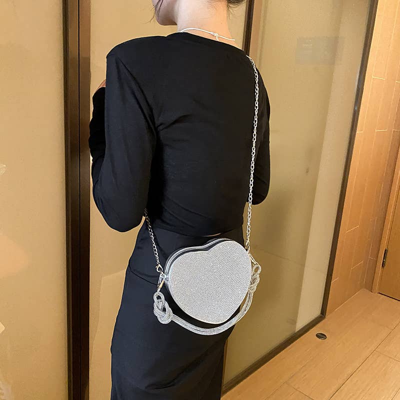 Diamond-encrusted retro hand-held crossbody bag