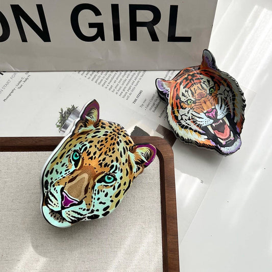 Tiger & Leopard Hair Claw?Wild Animal Acetate Clip