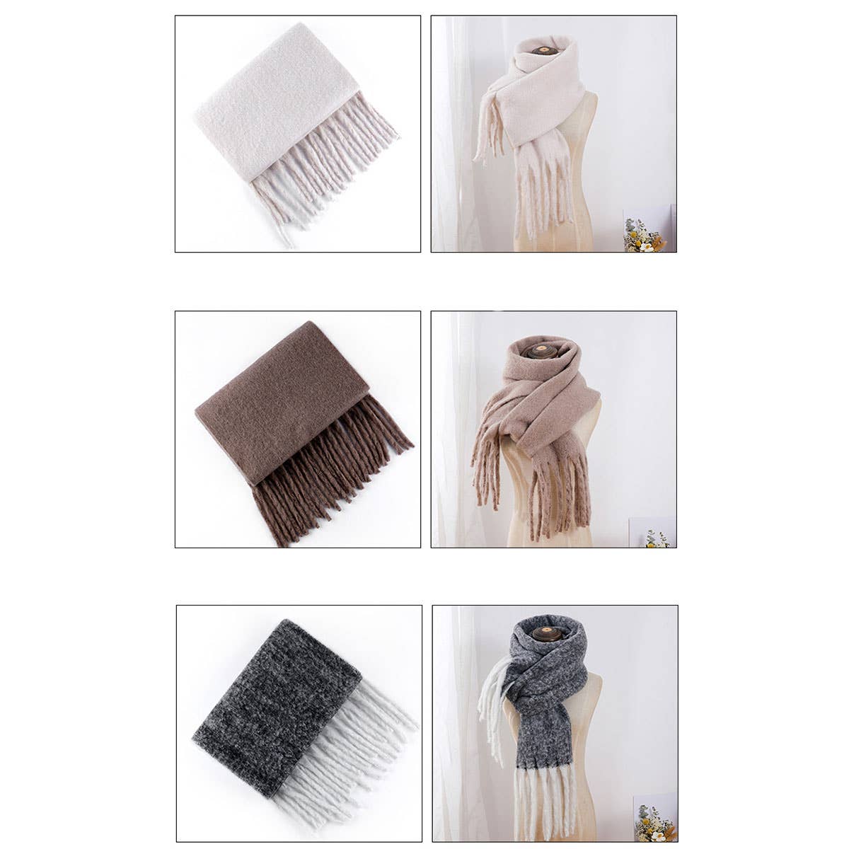 Wool Knit Scarf ??Thick Long Solid Winter Wrap_CWASC0166
