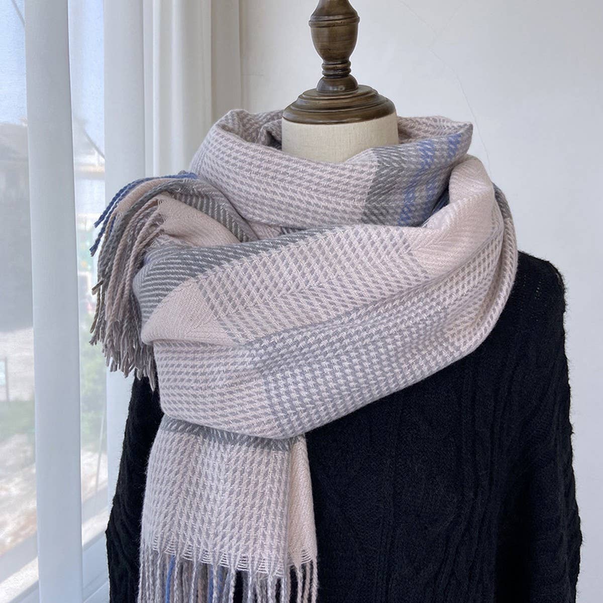 Plaid Wool-Blend Scarf ??Winter Wrap for Women_CWASC1457