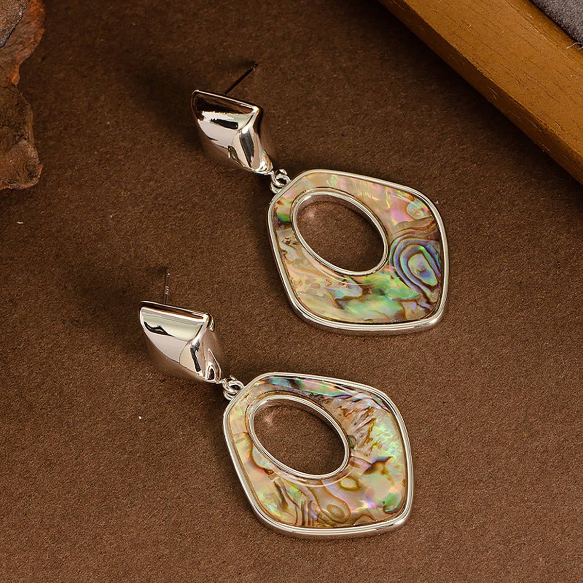 FASHIONABLE COLORFUL NATURAL ABALONE EARRINGS