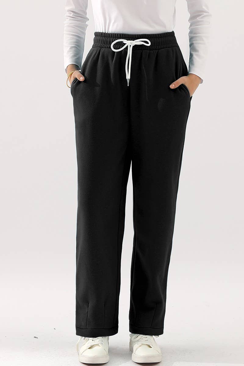CWBLP392_HIGH WAISTED STRAIGHT WIDE LEG LONG SWEATPANTS