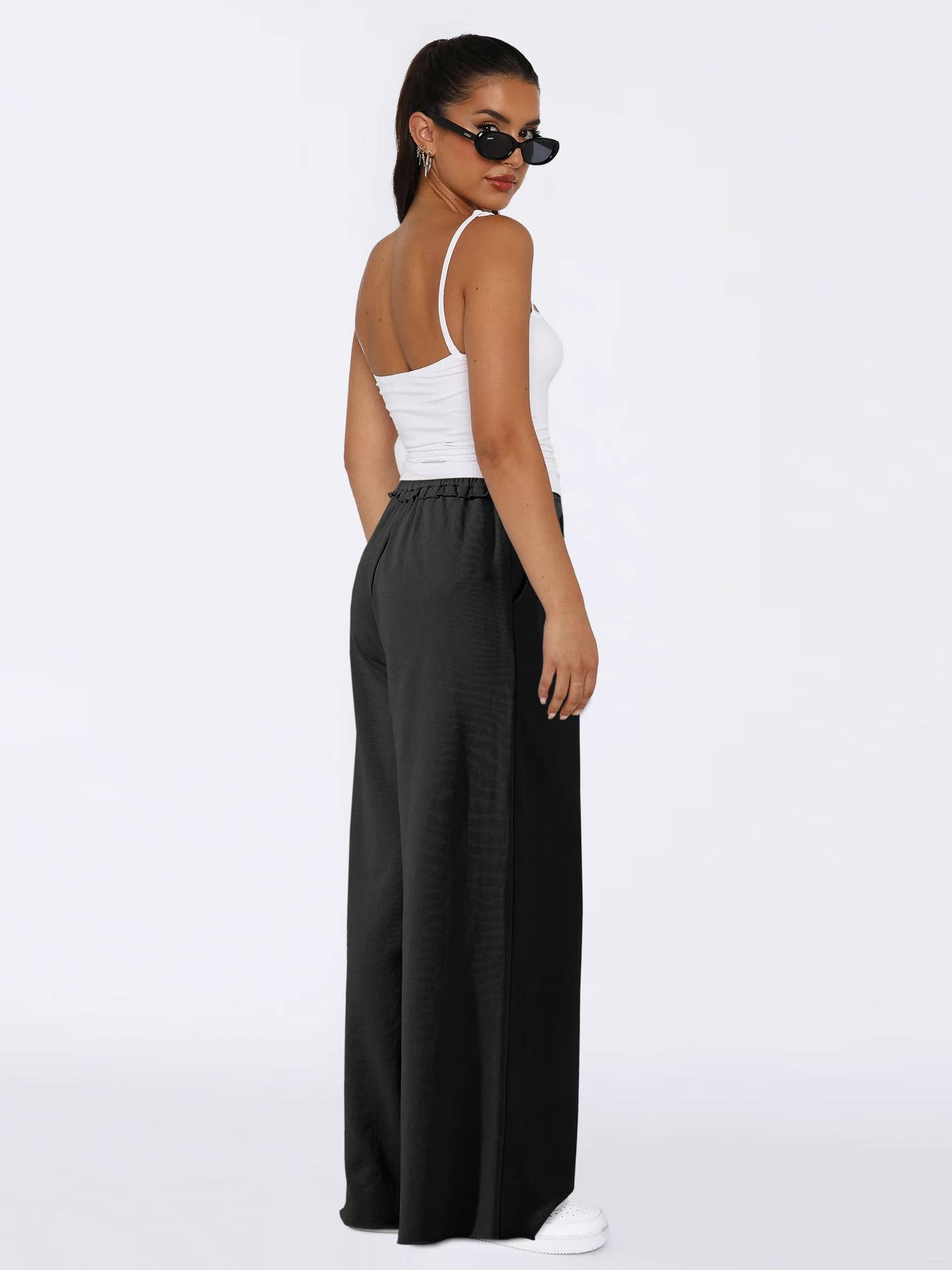 Loose casual lace-up straight-leg casual pants