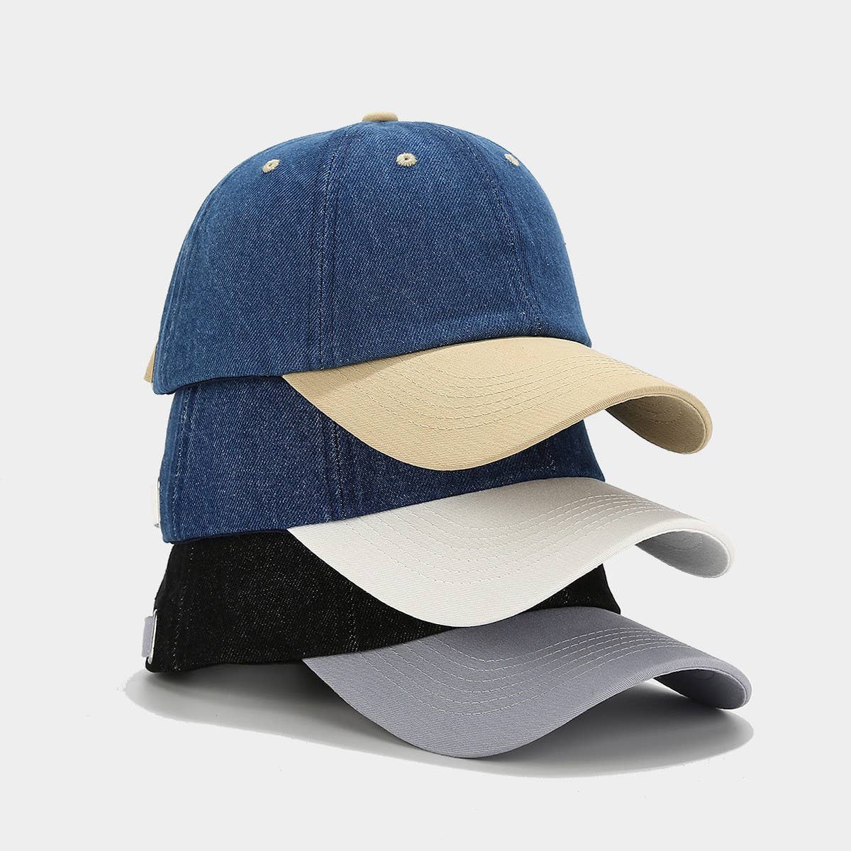 Trendy Soft Brim Baseball Cap - Denim Patchwork Hat CWAH2025