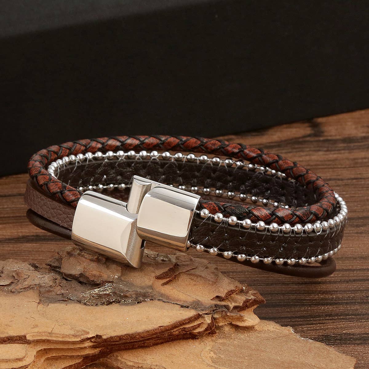 MULTI-LAYERED HANDWOVEN MAGNET CLASP BRACELET