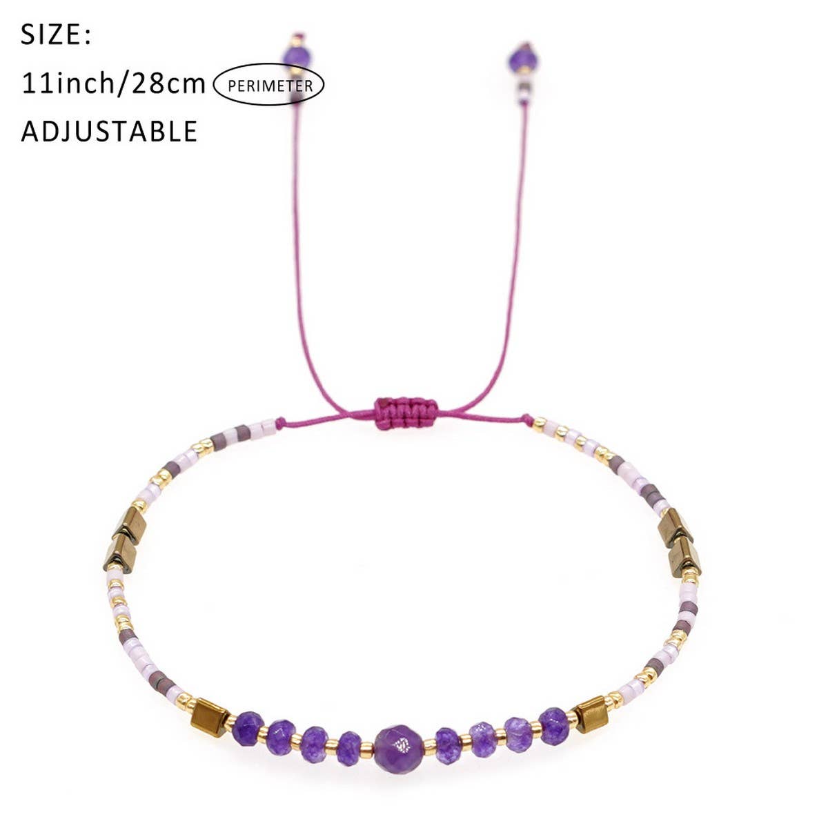 RICE BEAD HAND-WOVEN SEMI-PRECIOUS STONE BRACELET