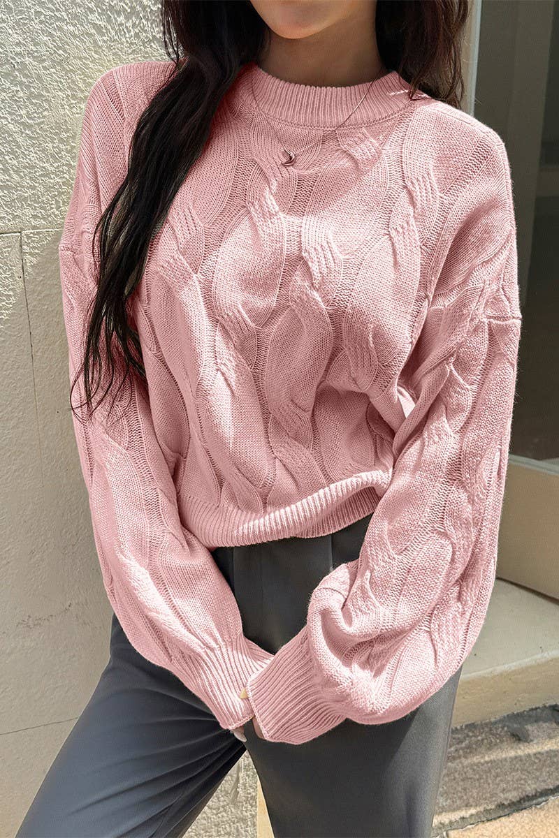 CWOSWL07488_CASUAL SOLID PULLOVER LONG SLEEVE SWEATER