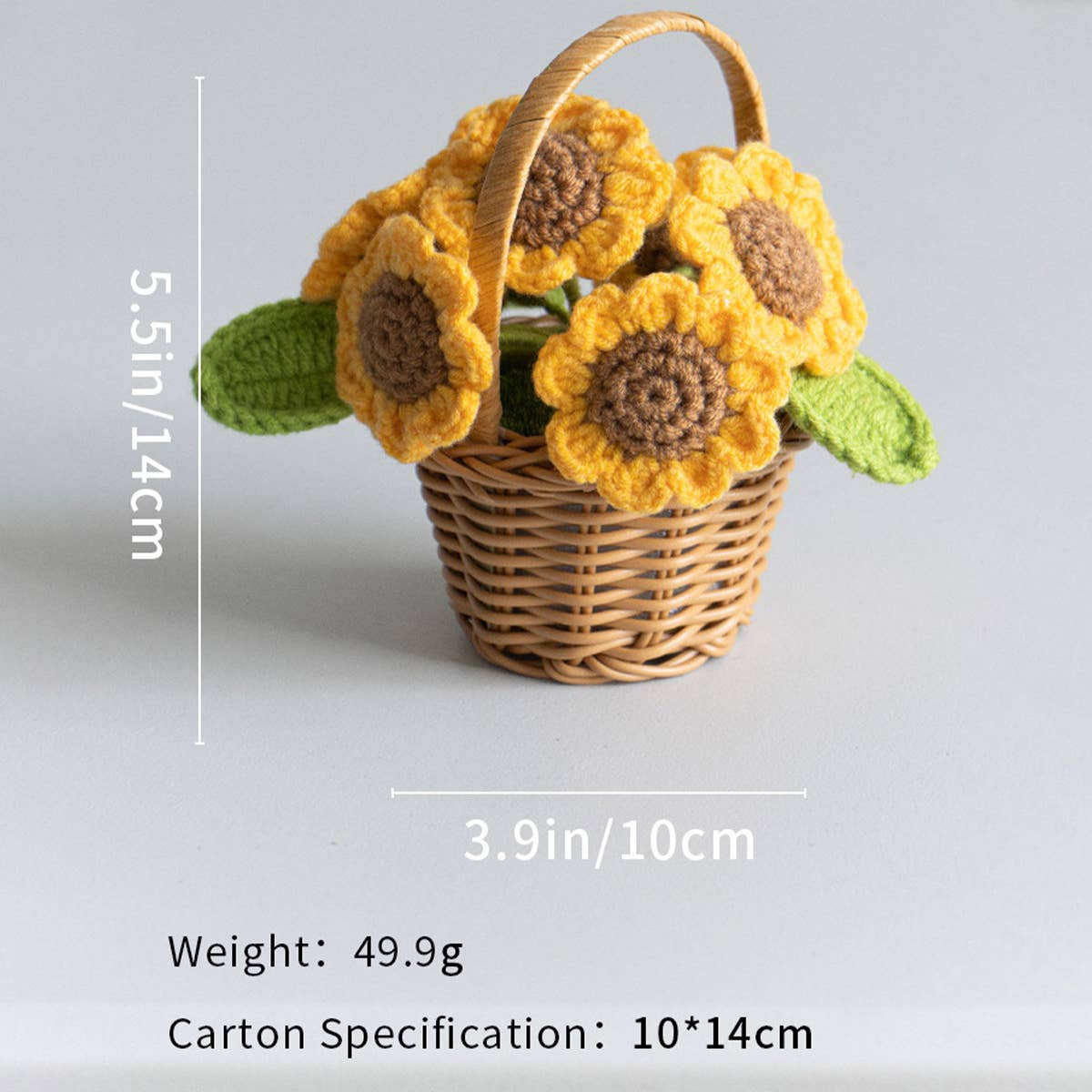 CWMM9275_CROCHETED SUNFLOWER MINI FLOWER BASKET ORNAMENTS