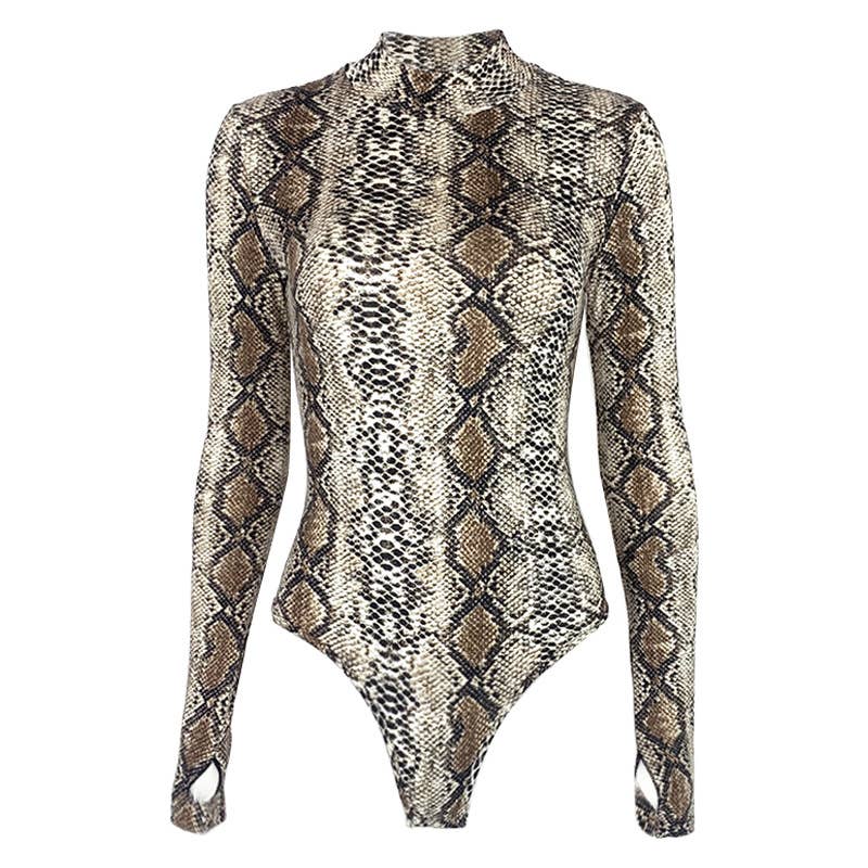 SERPENTINE PRINT LONG-SLEEVED HIGH-NECK ONESIE