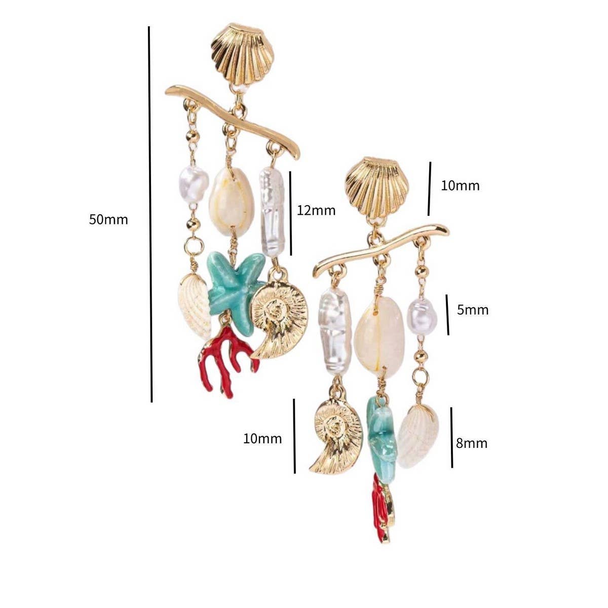 Stainless Steel Ocean Series Conch Shell Earrings_CWAJE5117