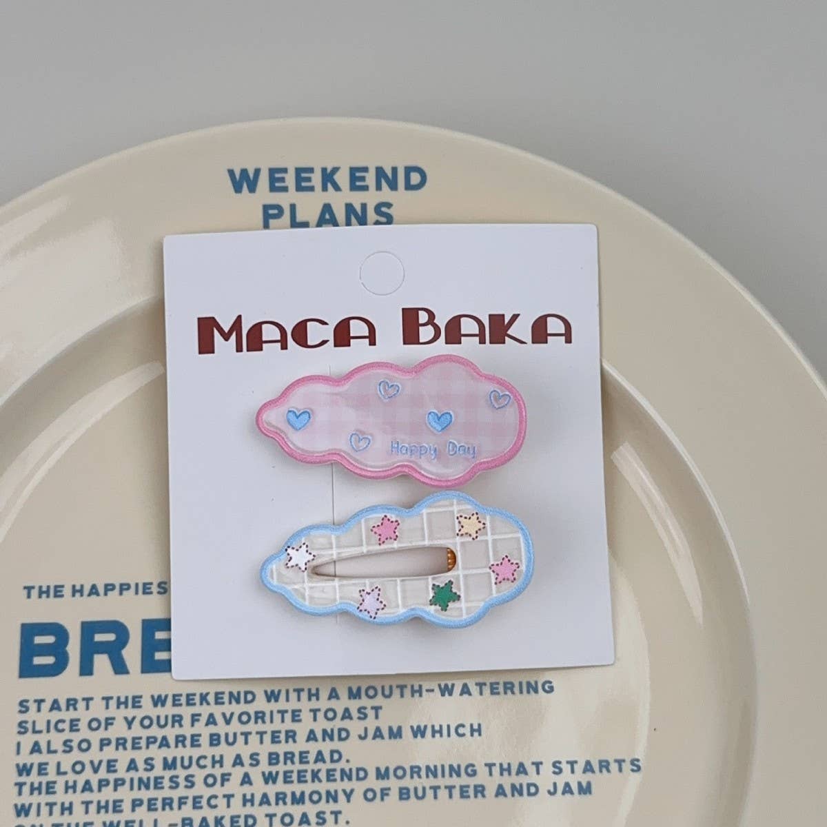 SWEET GIRL FLORAL BOW 2-PACK CLOUD HAIR CLIPS