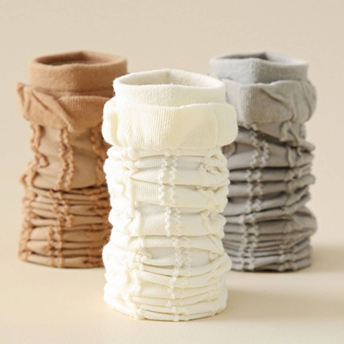 Ruffle Spiral Texture Crew Socks For Womens