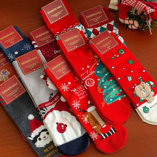 Christmas Gifts Santa Claus Elk Pattern Crew Socks