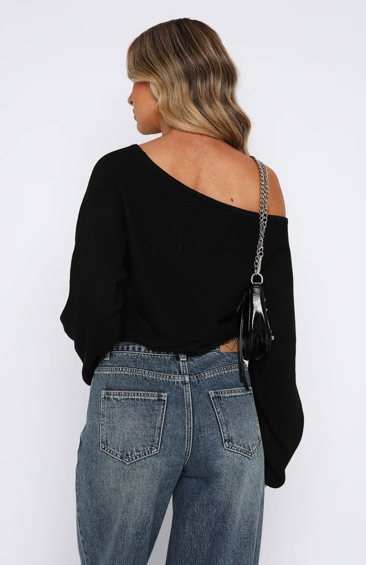 SEXY LONG-SLEEVED SWEATER WITH SLOPING SHOULDERS