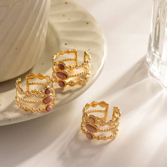 NATURAL RHODOLITE RING NON-FADING FASHION RING