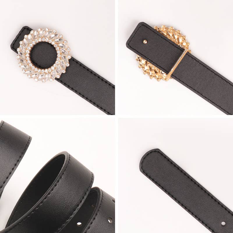 Fashionable round-button rhinestone belt
