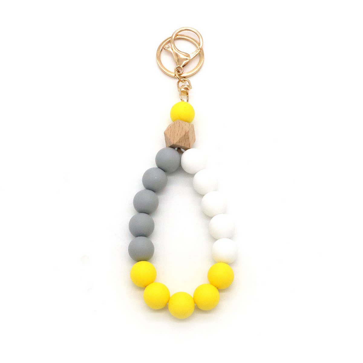 COLORFUL SILICONE BEAD BRACELET KEYCHAIN
