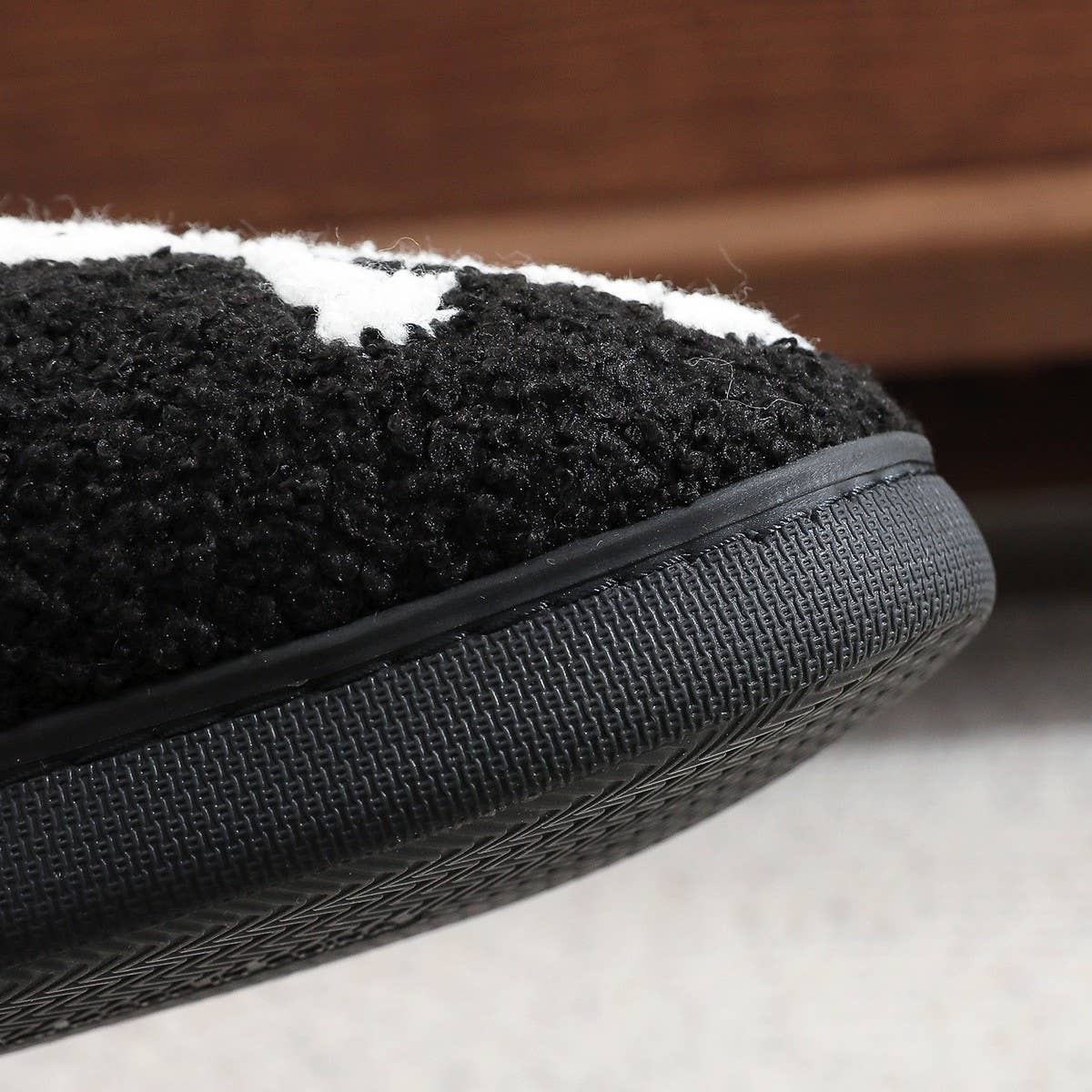 HALLOWEEN SMILEY FACE EMBROIDERED COTTON SLIPPERS