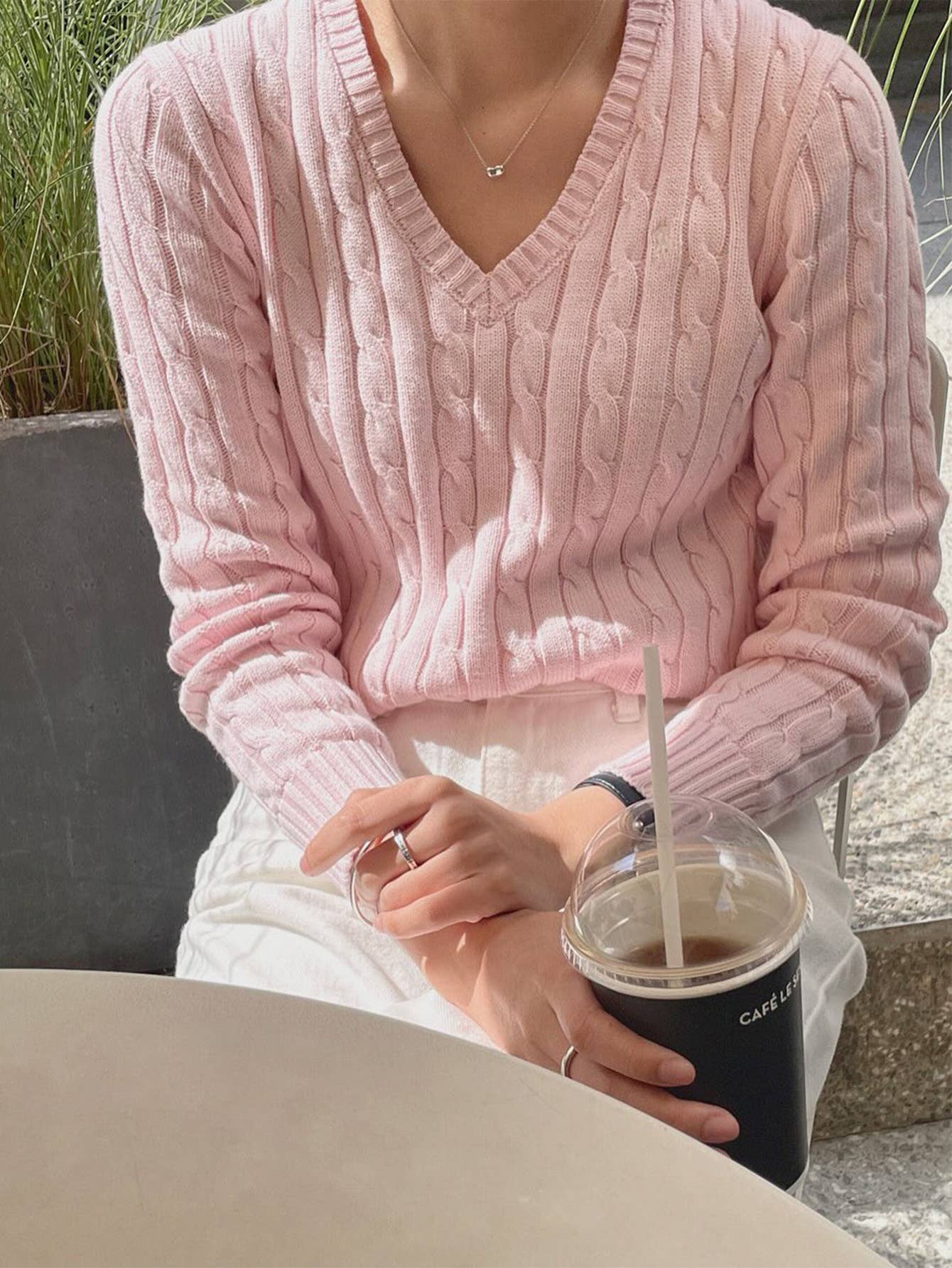 Fashionable casual solid-color knitted sweater