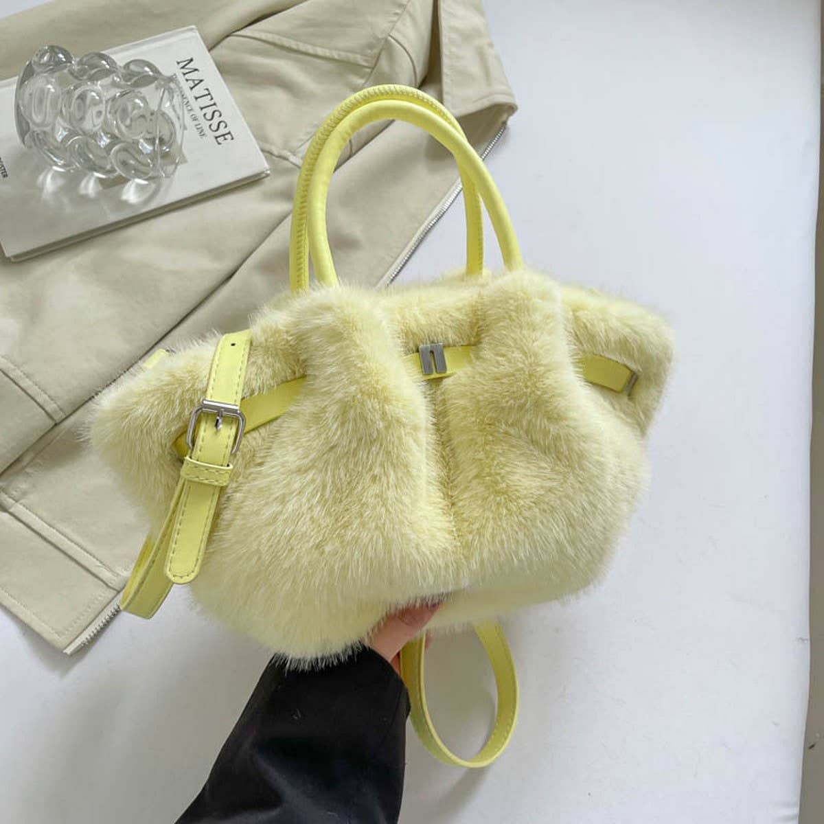 Fluffy Rabbit Fur Bag Korean Handbag Crossbody_CUAB00599