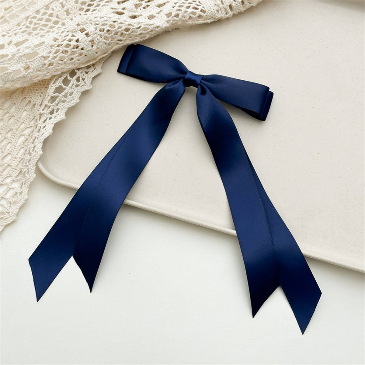 DOUBLE-LAYER BOW RIBBON TASSEL HAIR ACCESSORIES