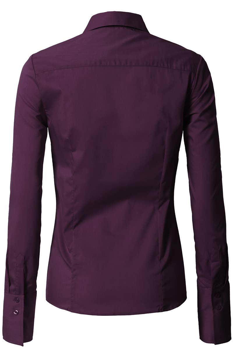 LADIES CASUAL LONG SLEEVE BUTTON UP SHIRT_CWTDSL027