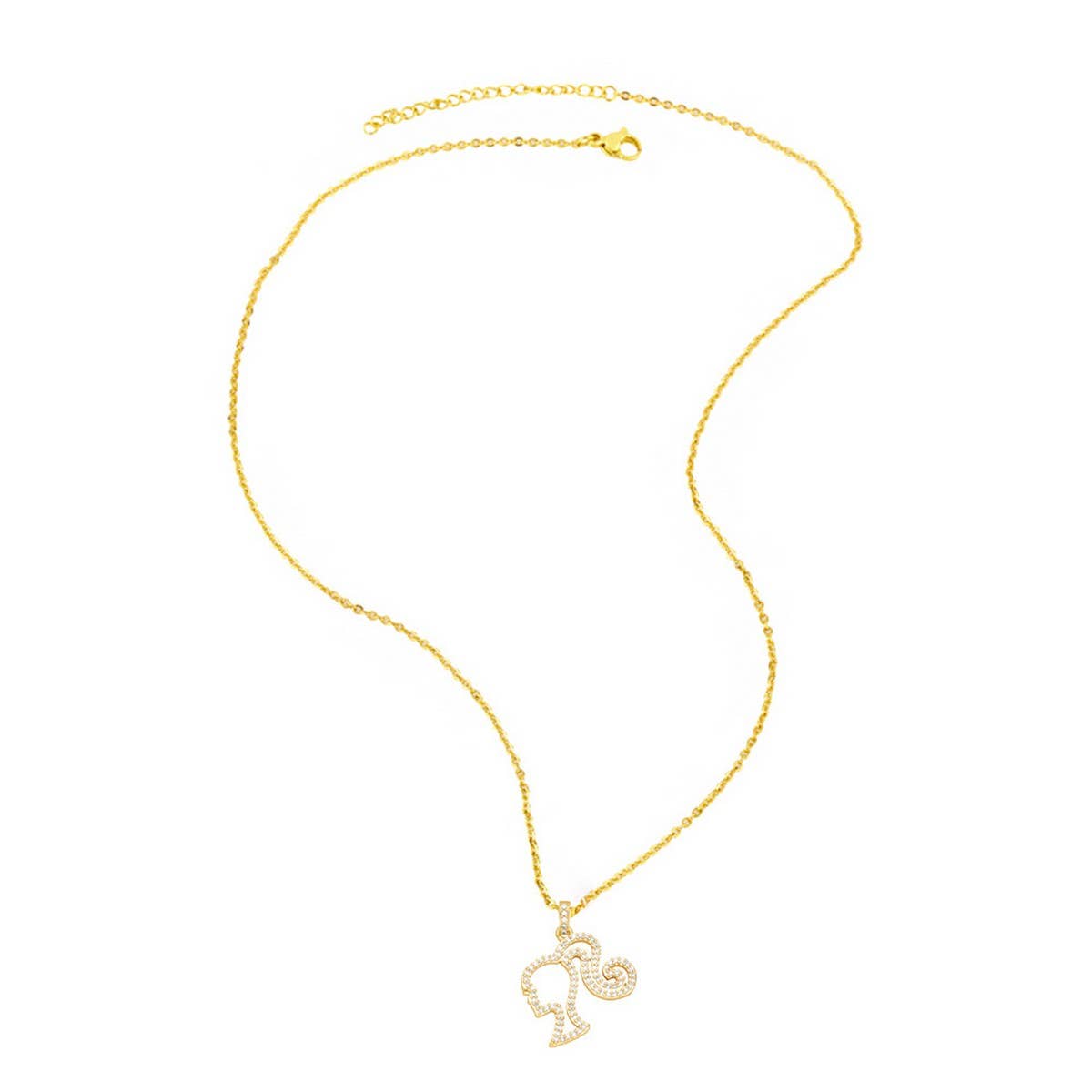 GOLD PLATED DIAMOND FLOWER PENDANT NECKLACE