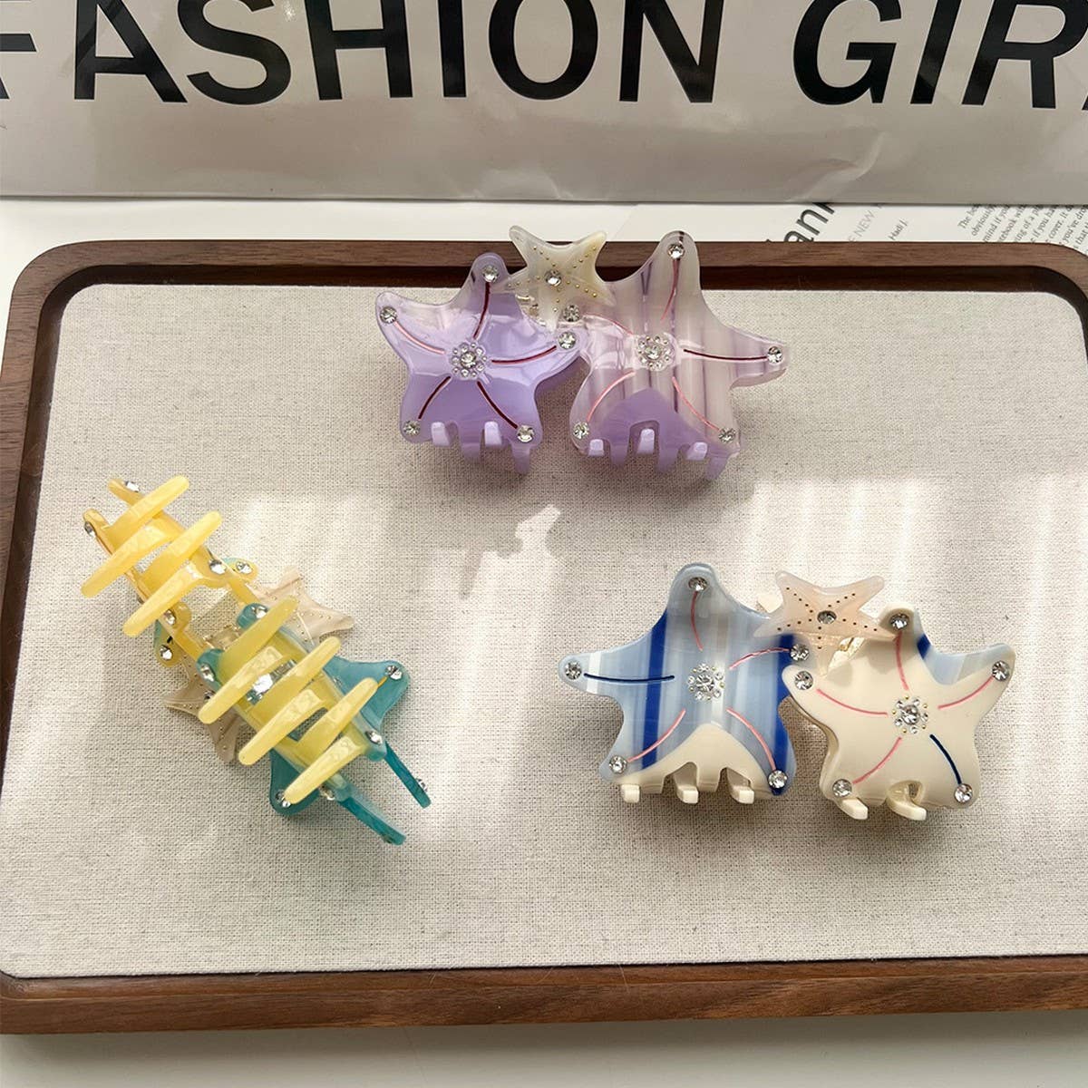 3D Starfish Acetate Hair Claw, Thick Hair Bun Clip_CWAHA5970