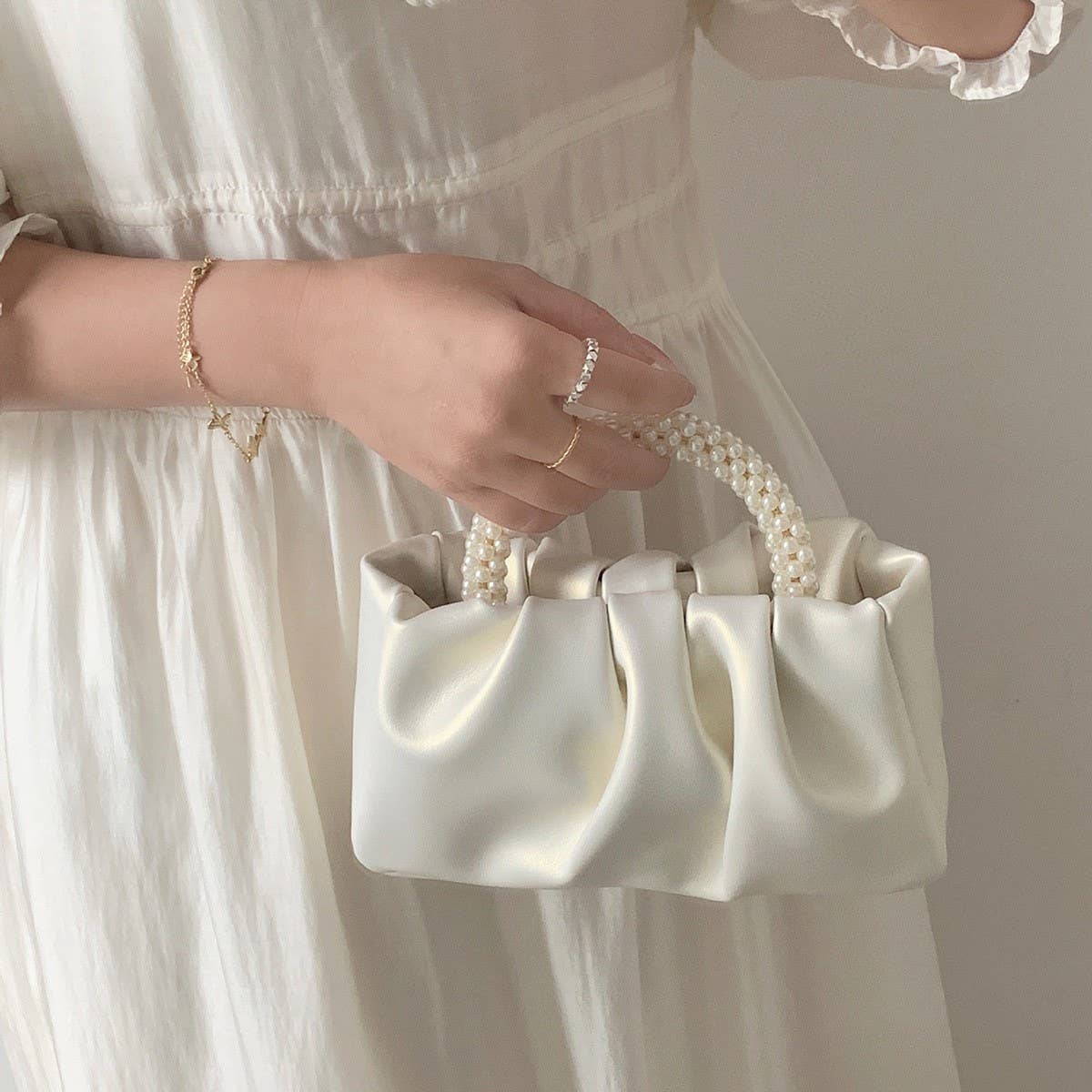 CWAB4845_FASHION PLEATED SWEET HANDBAG EVENING BAG